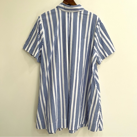 Old Navy Swing Mini Shirt Dress Blue White Stripe Short Sleeve Pockets Beach 2X - Picture 2 of 14